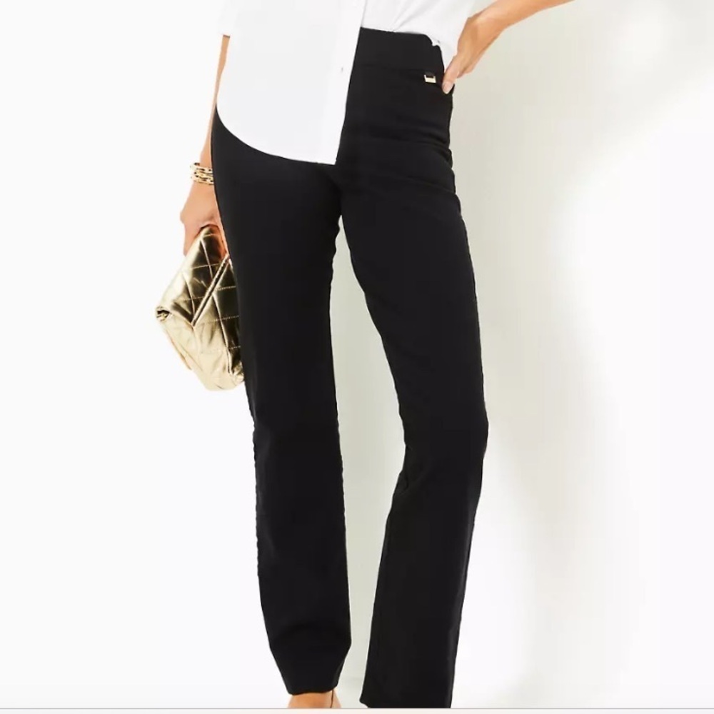 Lilly Pulitzer Declynn Black High Rise Straight Leg 32